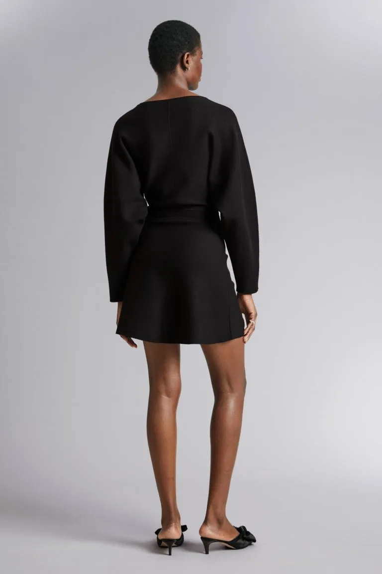 Mini dress with dolman sleeves H&M, black