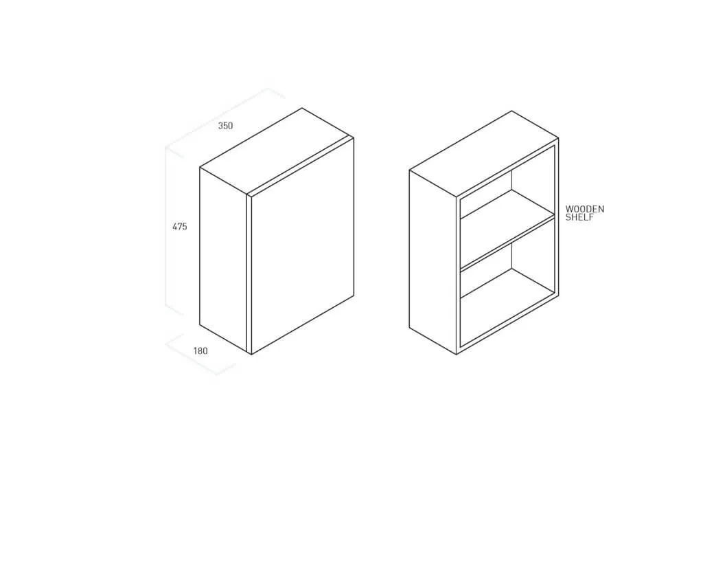 Mobile Bagno 70cm Sospeso Cassetto, Colonna Pensile, Vano a Giorno, Specchio E Lampada