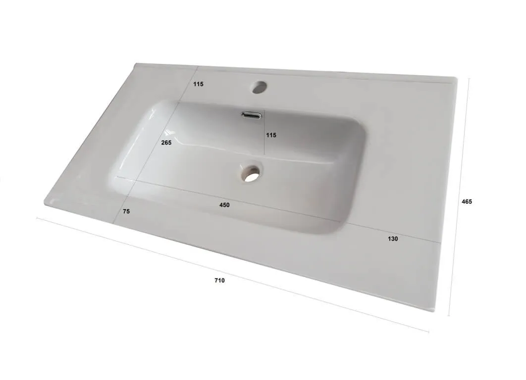 Mobile Bagno 70cm Sospeso Cassetto, Colonna Pensile, Vano a Giorno, Specchio E Lampada