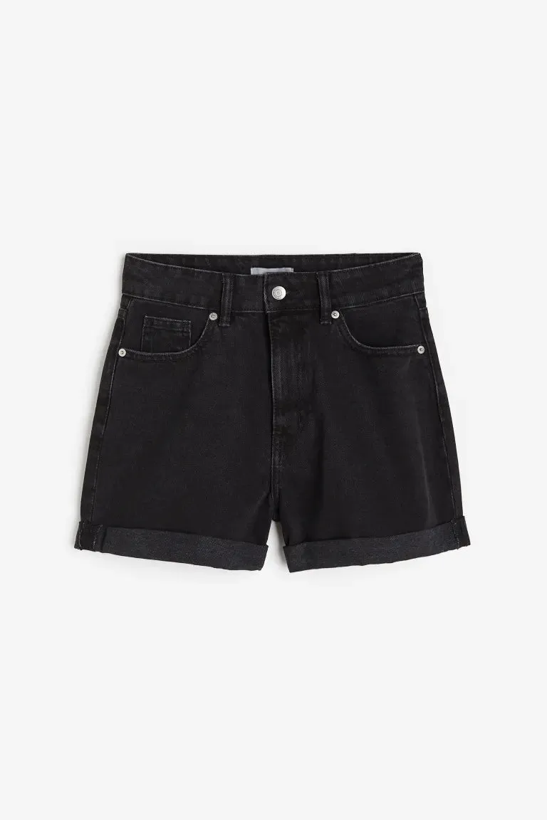 Mom H&M high denim shorts, black/washed