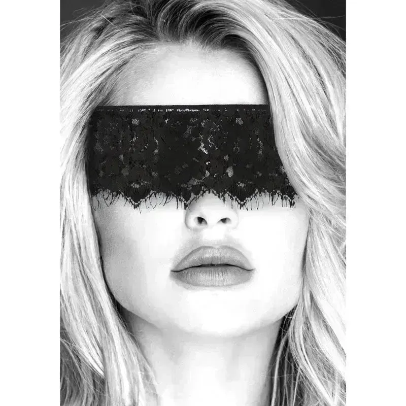 OUCH!  & White Lace Mask With Elastic Straps -  Eye Restraint