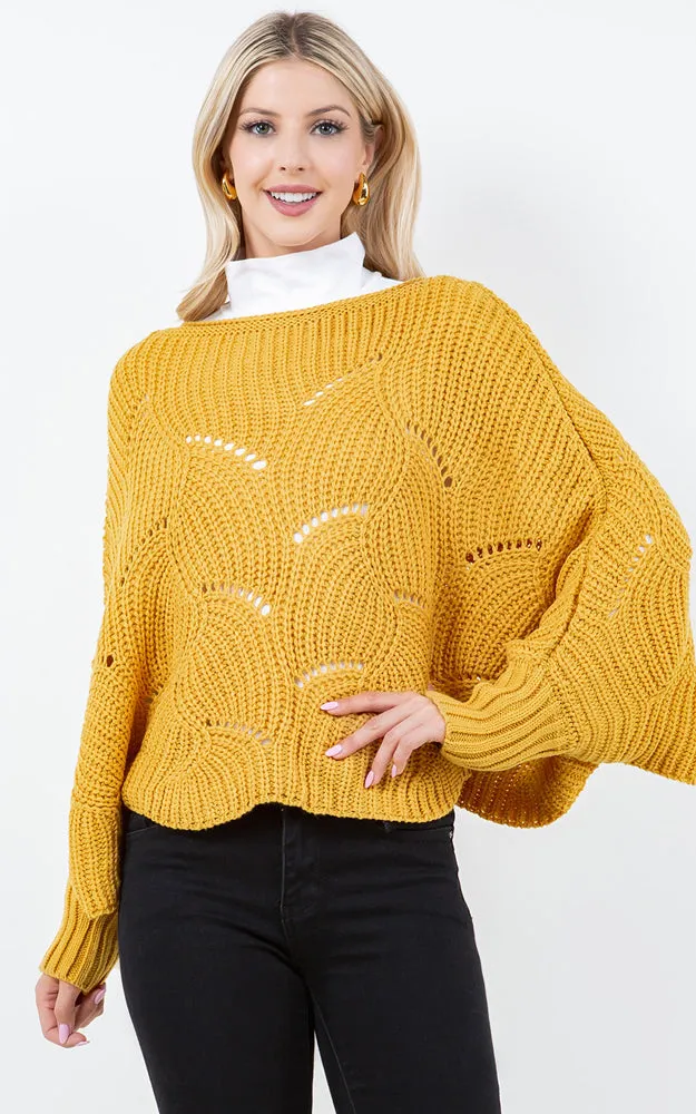 PA4271 SOLID COLOR KNIT PONCHO WITH SLEEVES