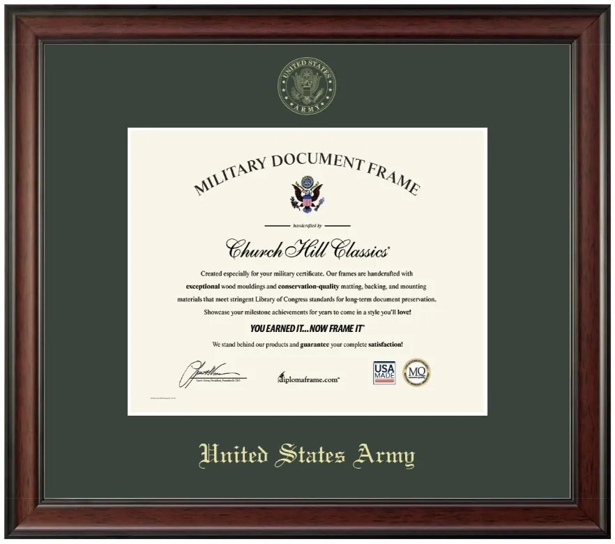 United States Army Gold Embossed Studio Certificate Frame (Horizontal)*