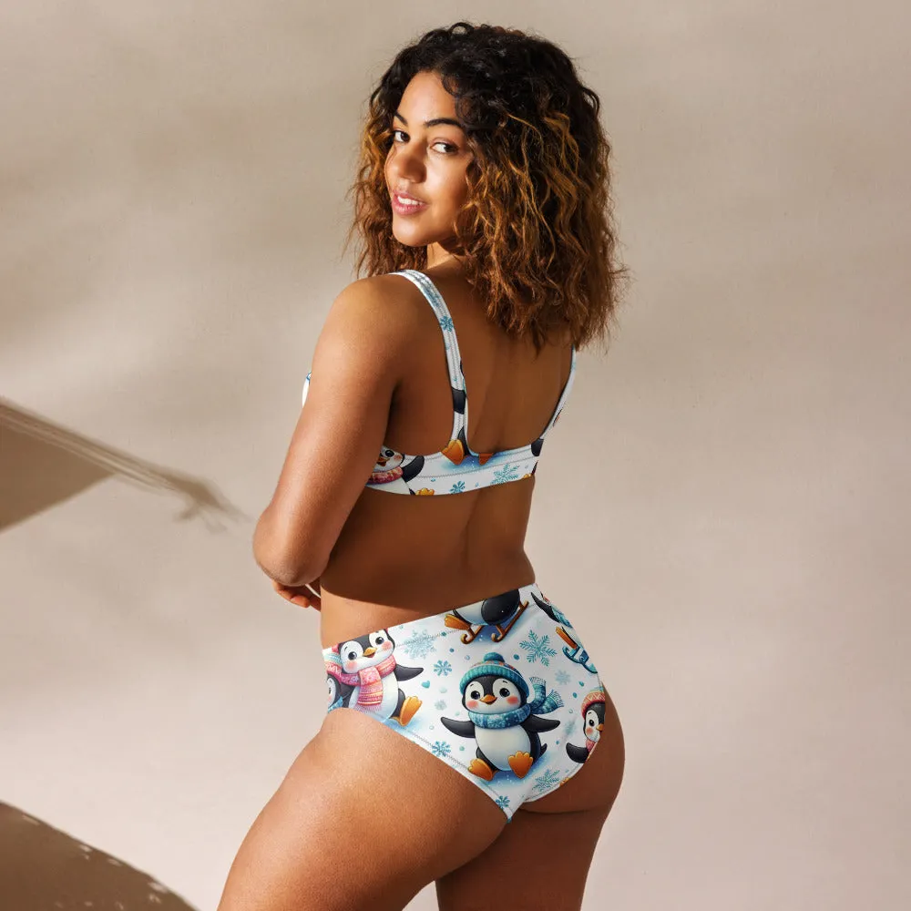 Whimsical Winter Wear High-Waisted Bikini