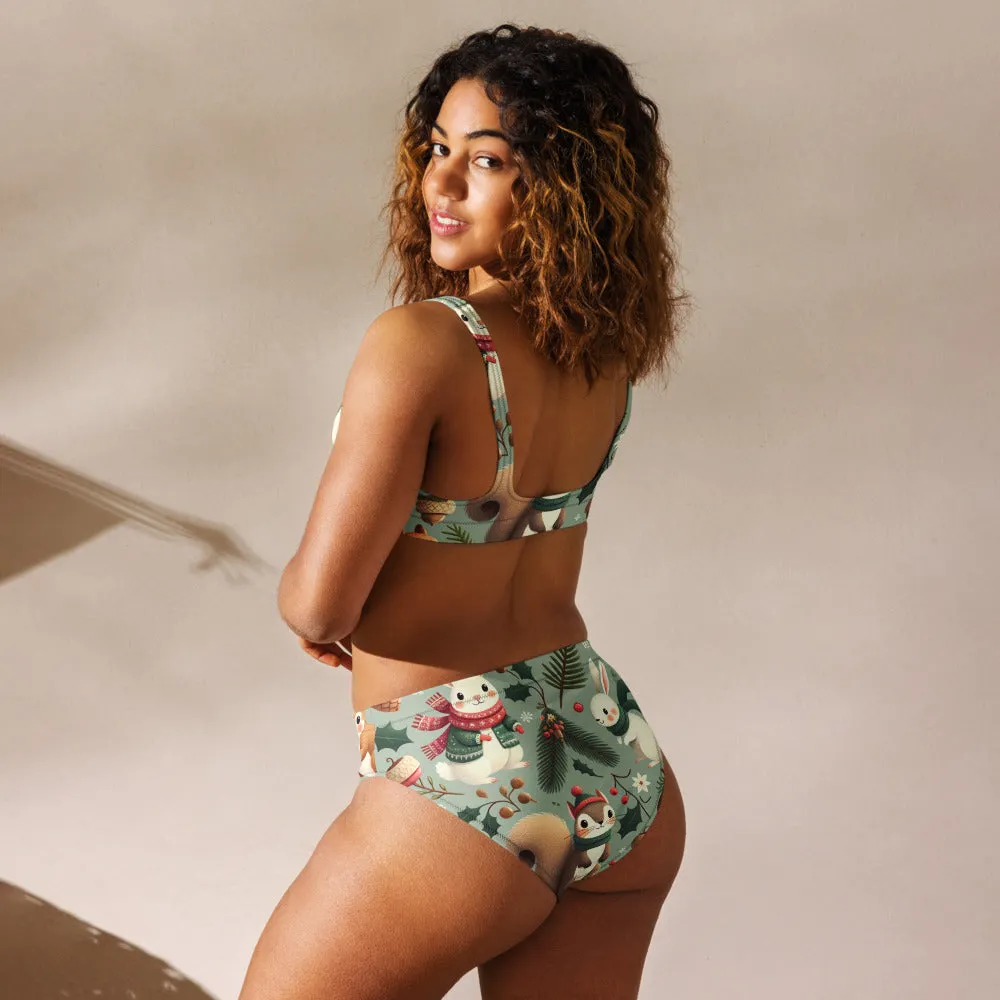 Whimsical Winter Wear High-Waisted Bikini