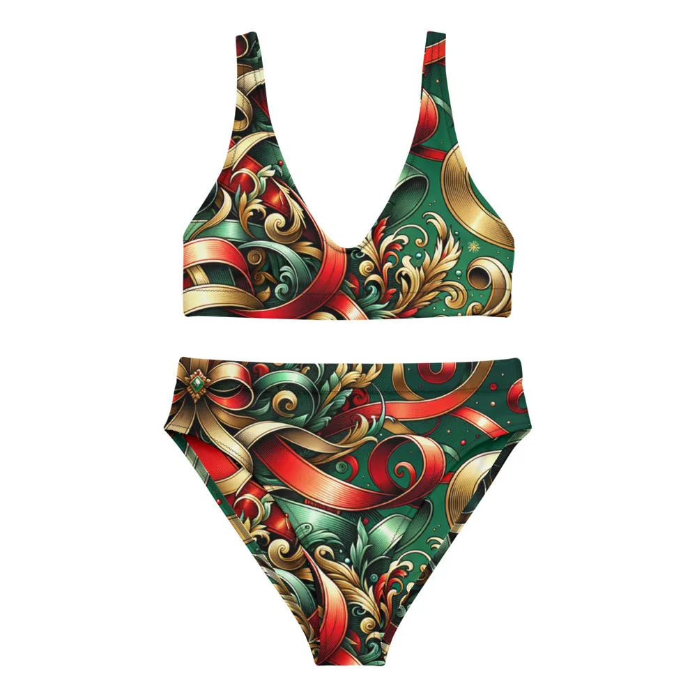 Whimsical Winter Wear High-Waisted Bikini