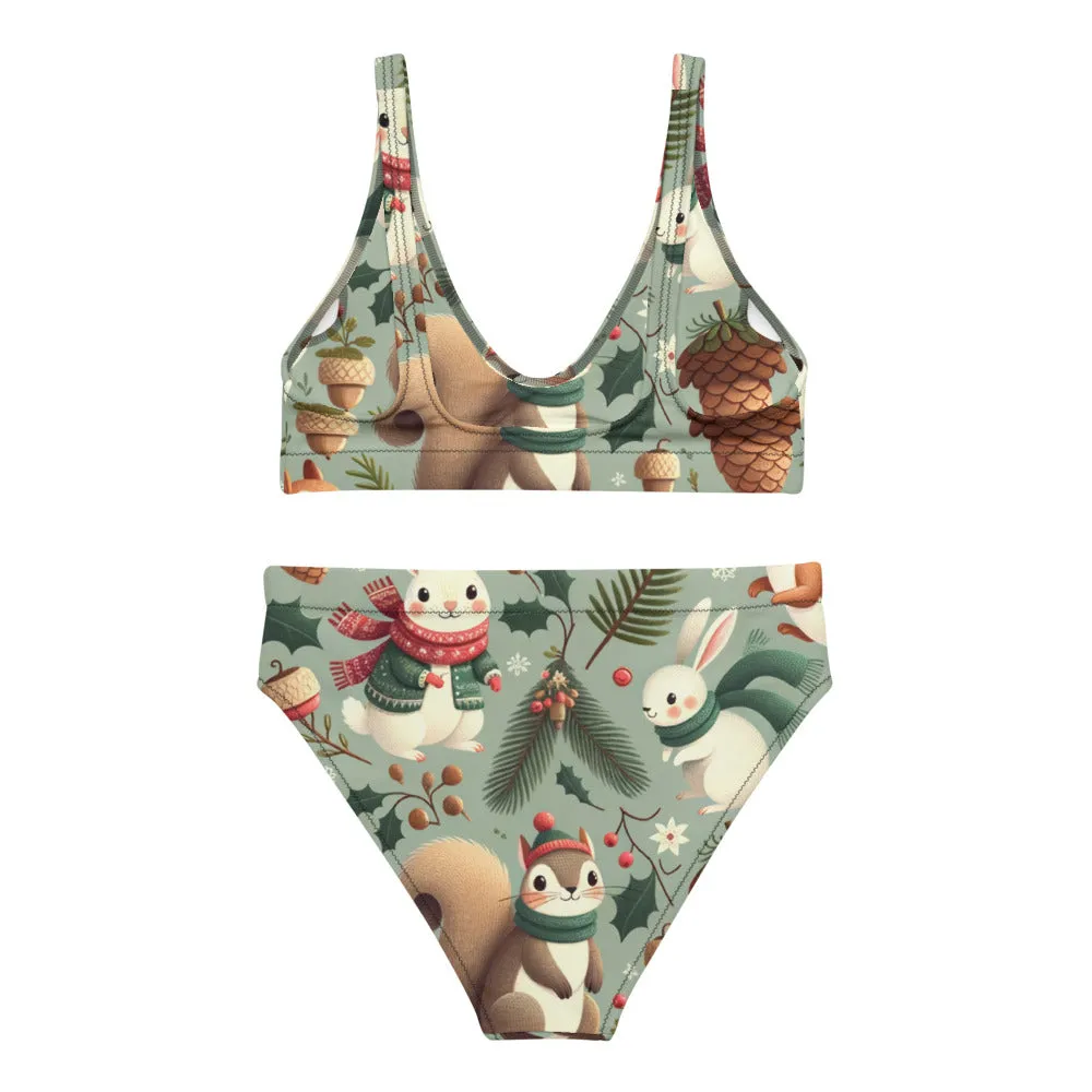 Whimsical Winter Wear High-Waisted Bikini