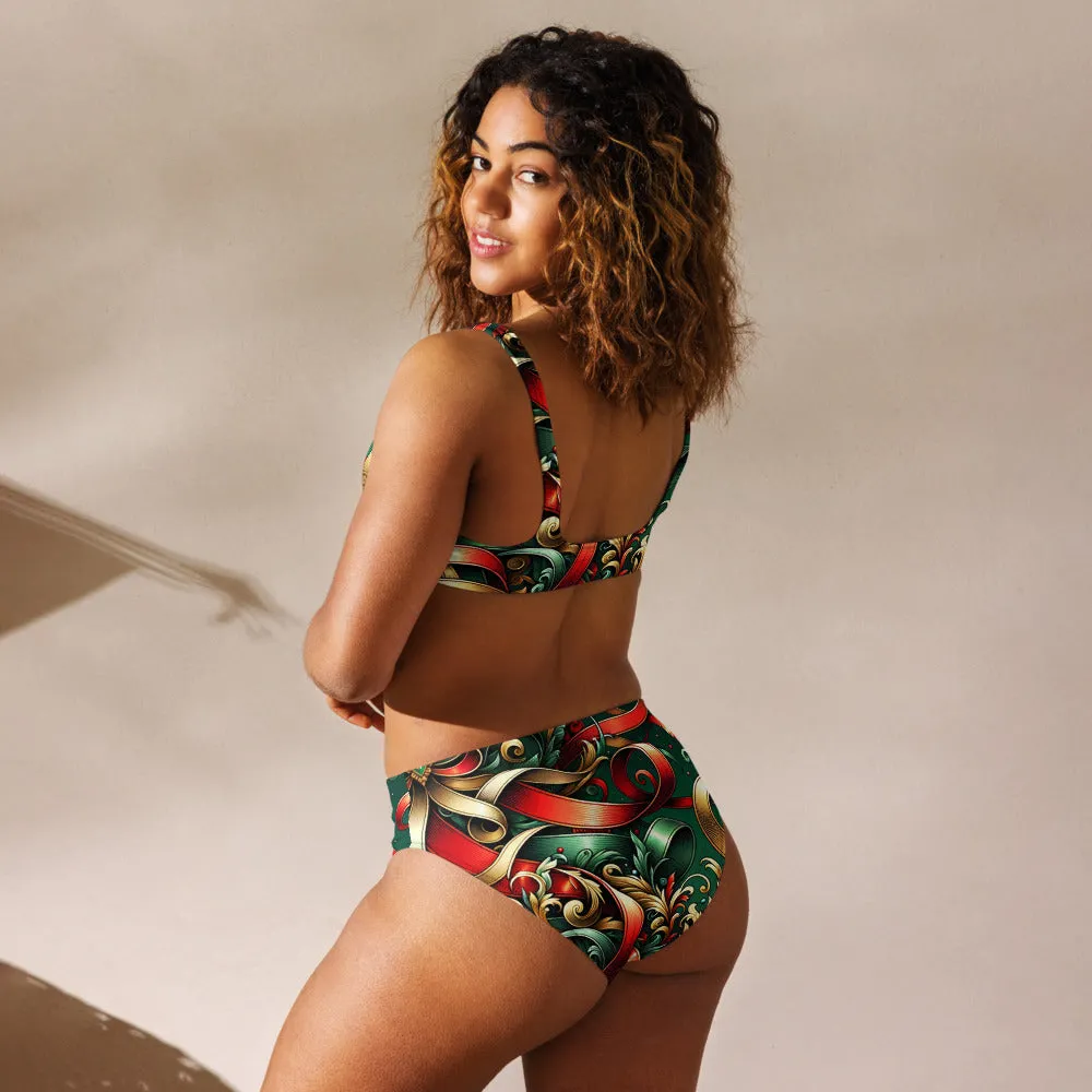 Whimsical Winter Wear High-Waisted Bikini