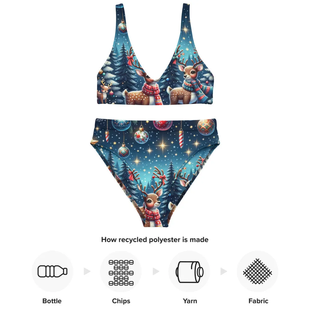 Whimsical Winter Wear High-Waisted Bikini