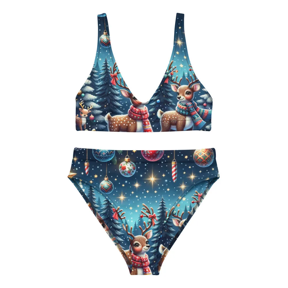 Whimsical Winter Wear High-Waisted Bikini