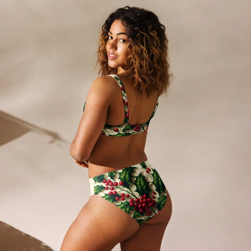 Whimsical Winter Wear High-Waisted Bikini