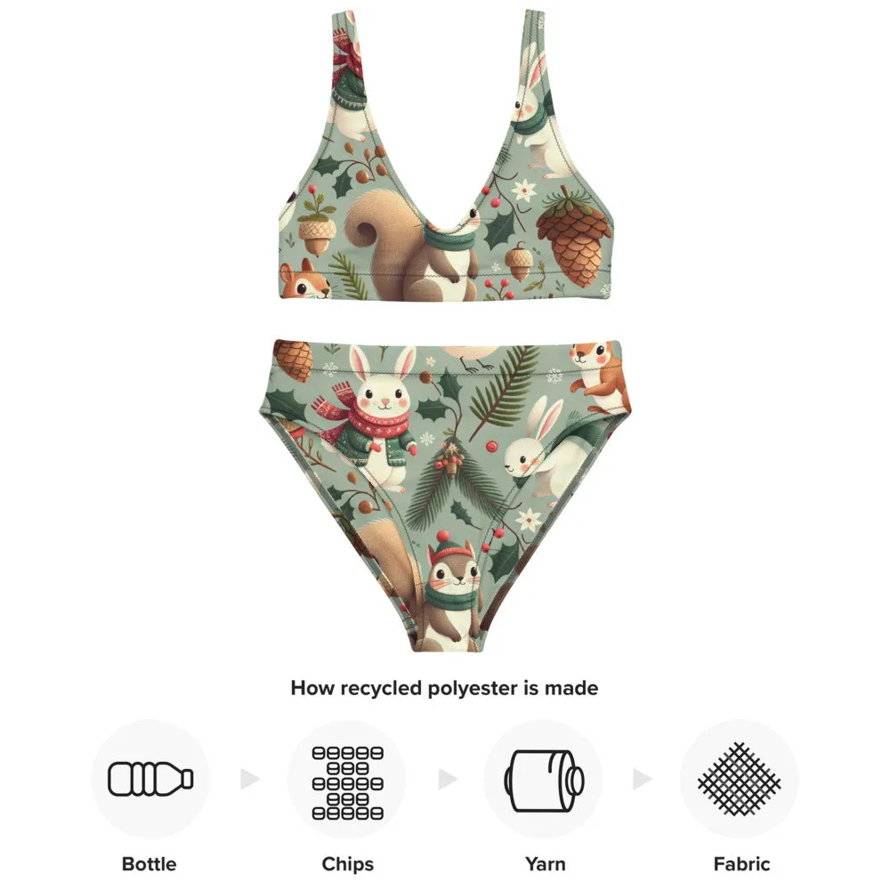 Whimsical Winter Wear High-Waisted Bikini