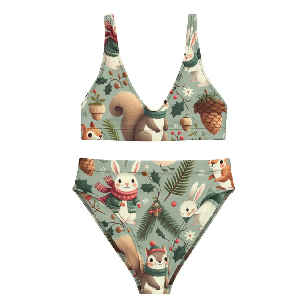Whimsical Winter Wear High-Waisted Bikini
