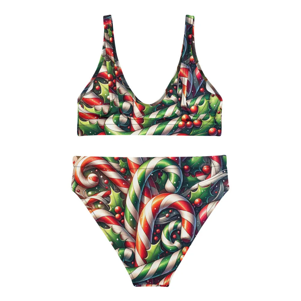 Whimsical Winter Wear High-Waisted Bikini