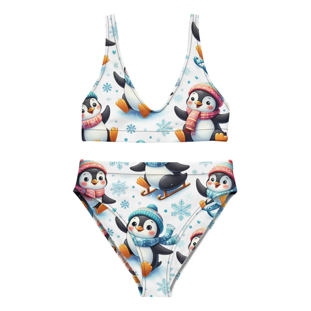 Whimsical Winter Wear High-Waisted Bikini