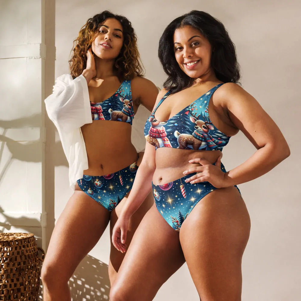 Whimsical Winter Wear High-Waisted Bikini
