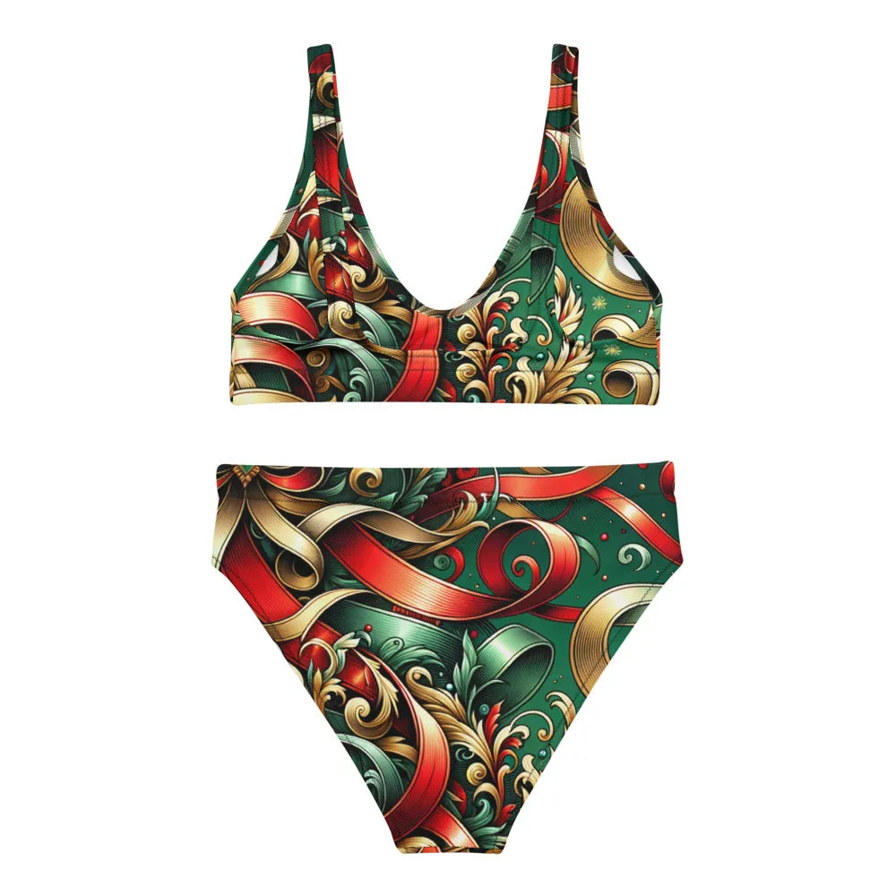 Whimsical Winter Wear High-Waisted Bikini