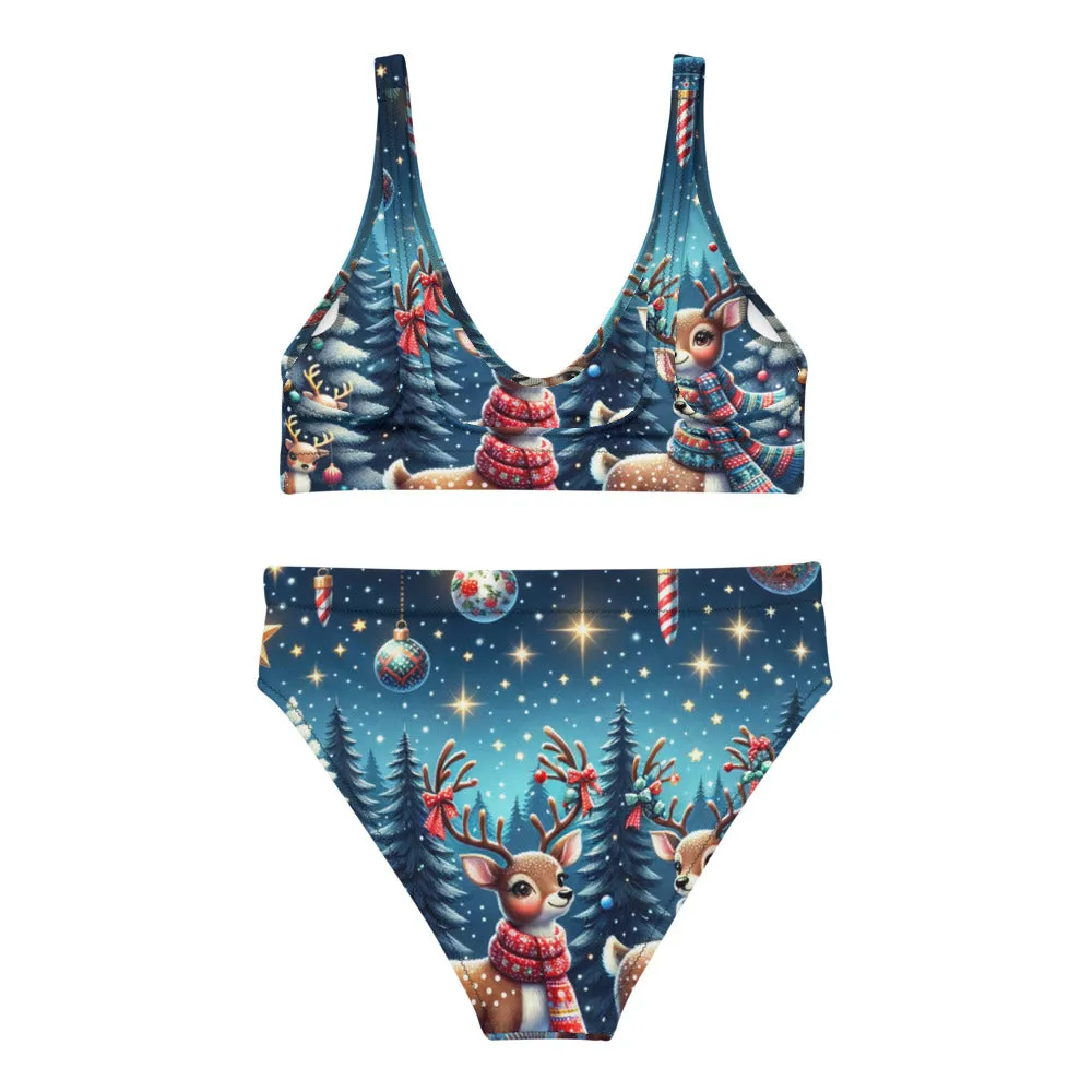Whimsical Winter Wear High-Waisted Bikini