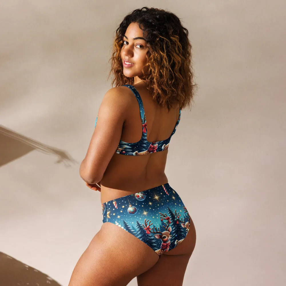 Whimsical Winter Wear High-Waisted Bikini