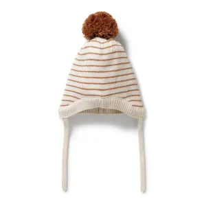 Wilson & Frenchy - Cinnamon Stripe Organic Knitted Stripe Bonnet