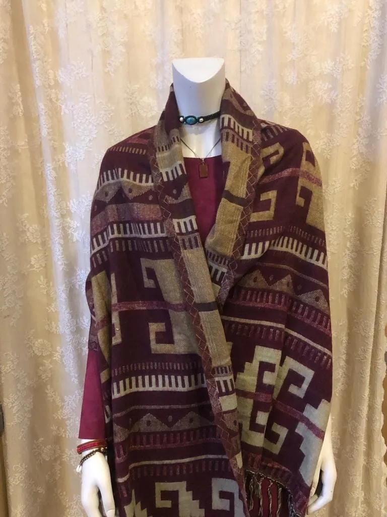 Winter style- warme wintersjaal - zigzag bordeaux