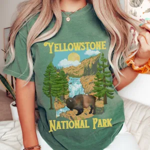 Yellowstone Tee, Yellowstone National Park Shirt, Yellowstone Vintage Inspired T-shirt, Unisex Tee, Comfort Colors®, Oversized Tee or T-Shirt Dress